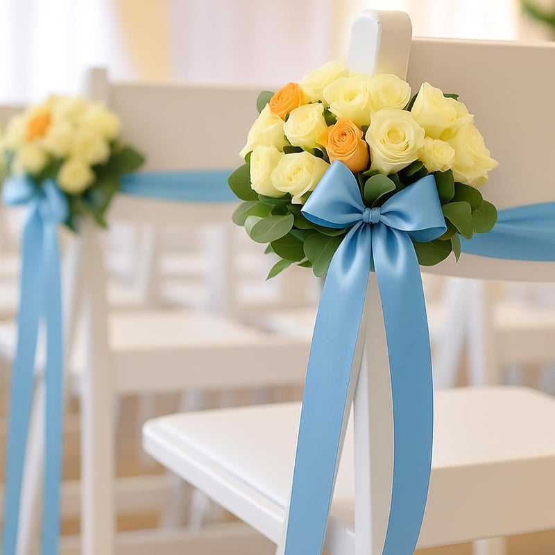 Fullive 1 1/2 Inch Sky Blue Ribbons, 30 Yards Ribbon for Gift Wrapping, Polyester Satin Ribbons for Crafts for Birthday Graduate Christmas Decorations DIY Bows Wrapping Bouquet Floral Arrangements - Image 4